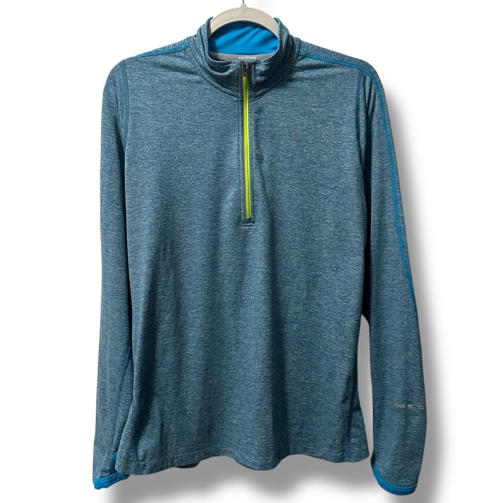 Nike Blue Heather Element Dri-Fit Half Zip Pullover Women's L Running Athleisure